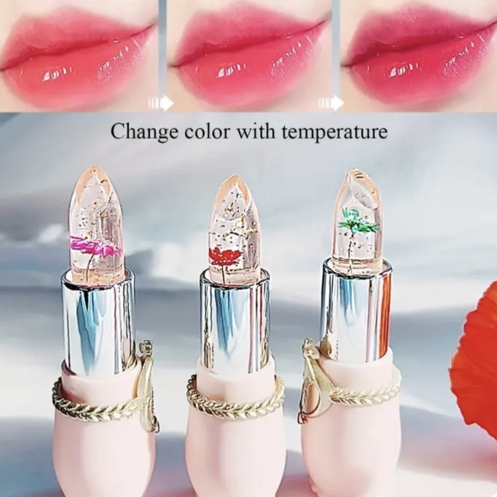 Pink Flower 1 Color Changing Transparent Jelly Lipstick New in Box Giftable